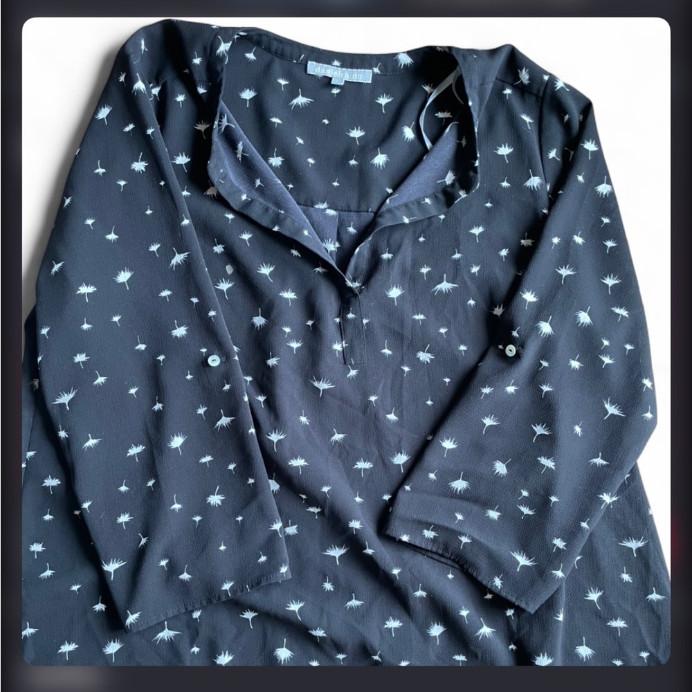 Boho Daniel Rainn Dandelion Button Up Front and Collar - Office Whimsy Blouse